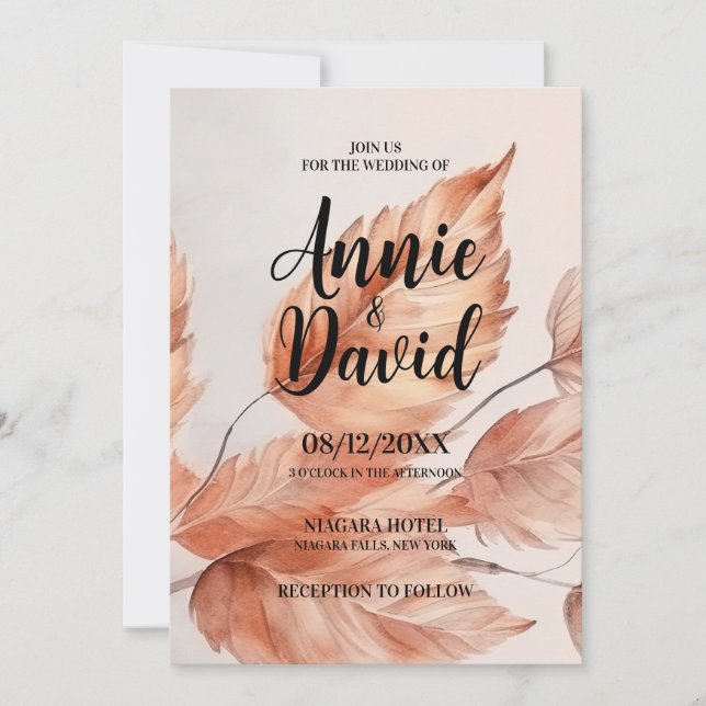 Create Your Own Custom Autumn Leaves Wedding Invitation (Front)