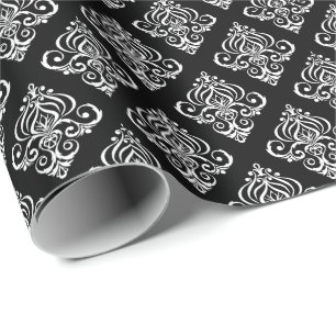 Create Your Own Custom B&W Damask Wrapping Paper