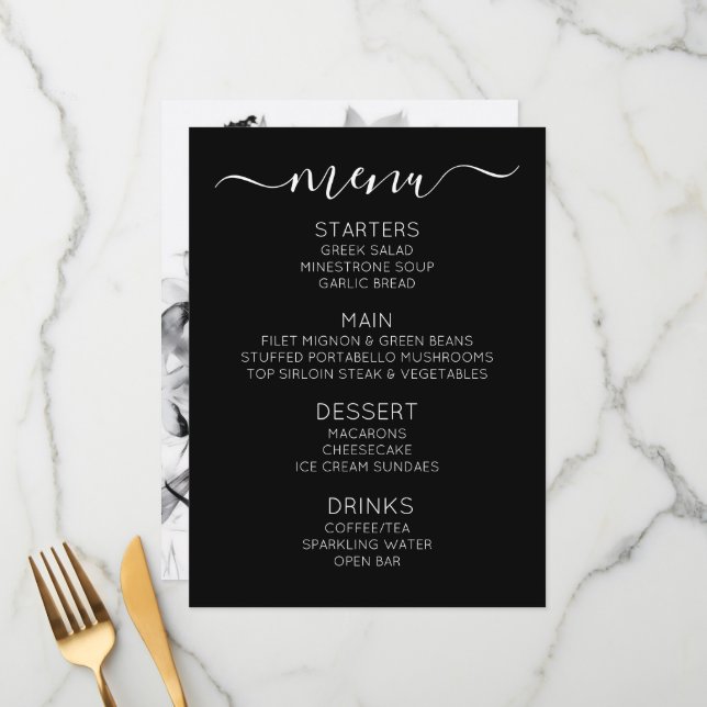 Create Your Own Custom B&W X-Ray Flowers Menu (Front/Back In Situ)