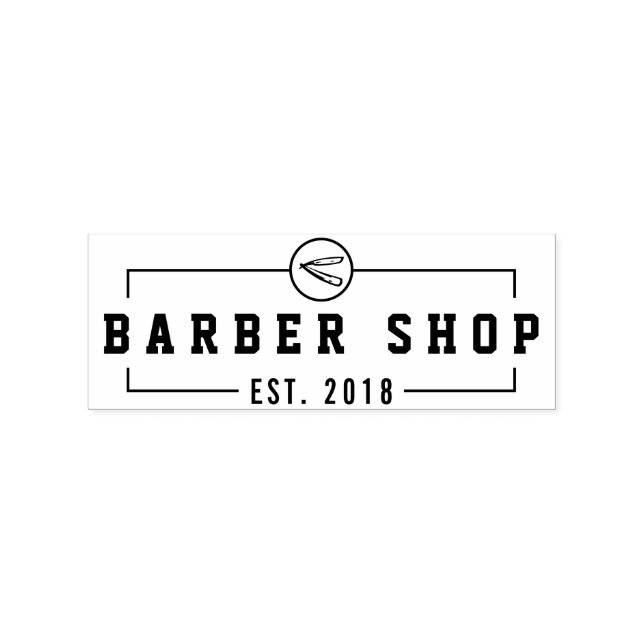 Create Your Own Custom Barbershop Business Logo Rubber Stamp (Imprint)