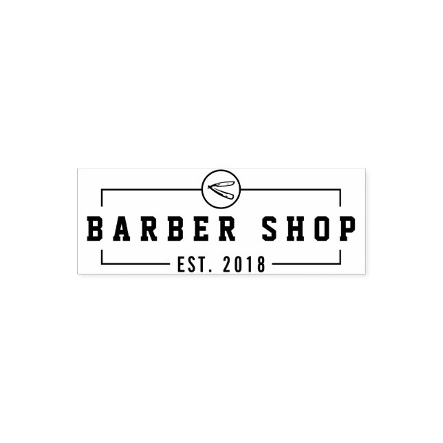 Create Your Own Custom Barbershop Business Logo Self-inking Stamp (Design)