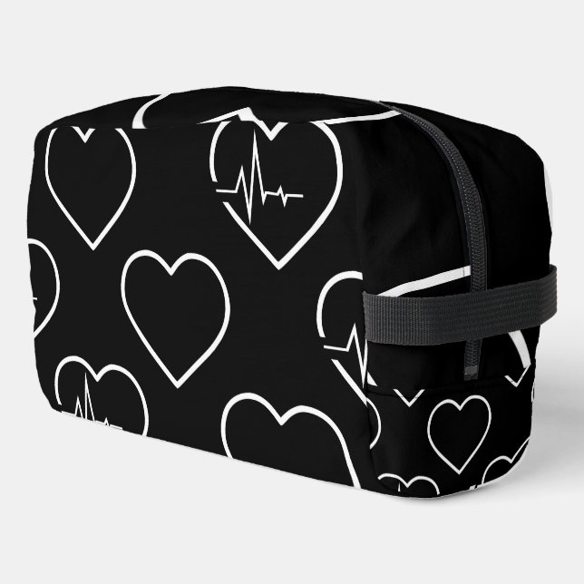 Create Your Own Custom Black & White Heartbeat Dopp Kit (Left Corner)