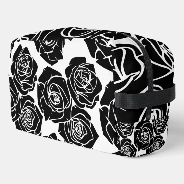 Create Your Own Custom Black & White Roses Dopp Kit (Left Corner)