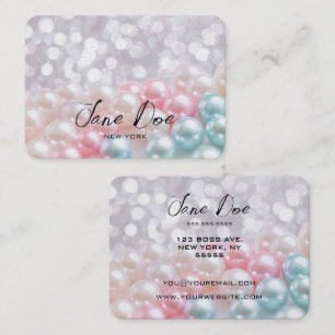 Create Your Own Custom Blue & Pink Pearls Business Card