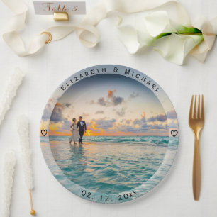 Create Your Own Custom Bride & Groom Wedding Photo Paper Plate
