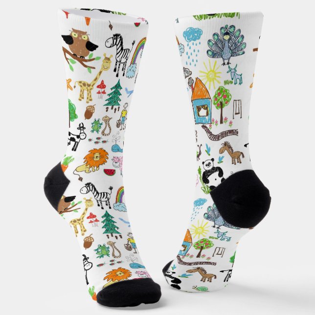 Create Your Own Custom Children drawings Cute Socks (Angled)