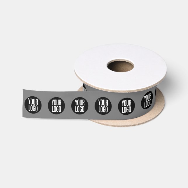 Create Your Own Custom Company Business Logo Grey Satin Ribbon (Spool)