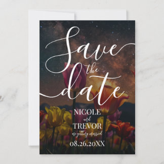 Create Your Own Custom Cosmic Tulips Wedding Save The Date