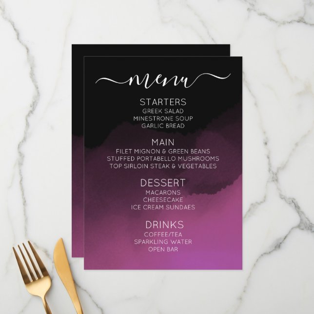 Create Your Own Custom Dark Colorized Ombré  Menu (Front/Back In Situ)