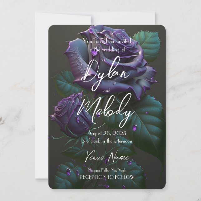 Create Your Own Custom Deep Purple Roses Invitation (Front)