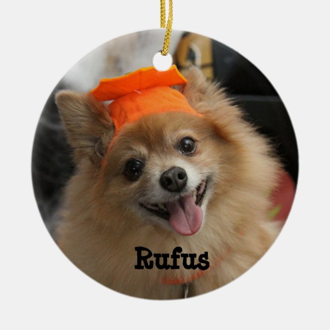 Create Your Own Custom Dog Photo Ceramic Ornament (Front)