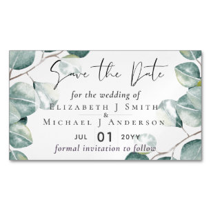 Create Your Own Custom Eucalyptus Greenery Wedding Magnetic Business Card