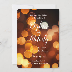 Create Your Own Custom Fall Gold Bokeh Wedding Invitation