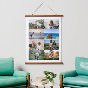 Create your own Custom Family 8 Photo Collage Hang Hanging Tapestry