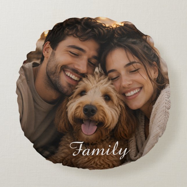 Create your own custom family round pillow (Front)