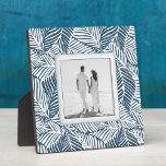 Create Your Own Custom Framed Photo Plaque<br><div class="desc">Made to look dimensional, a steel blue and white tropical leaf plant pattern creates a beautiful frame for your favourite photo on this tabletop plaque with a built-in easel. The image is put directly on the hardboard panel for a stunningly crisp image with an easy wipe clean surface. Great as...</div>