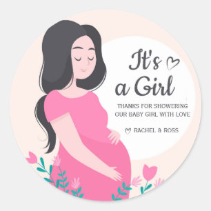 Create your own Custom Girl Baby Shower Pink Classic Round Sticker