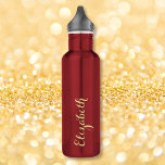 Create Your Own Custom Gold Script Name Monogram 710 Ml Water Bottle<br><div class="desc">Create your own custom, personalized, cool, chic, stylish, lightweight, durable, crack proof, spill proof, elegant faux gold typography script, classy stainless steel christmas red water bottle. Simply type in your name / kids name / family name / company name, to customize. Makes a great gift for wedding, birthday, graduation, fathers...</div>