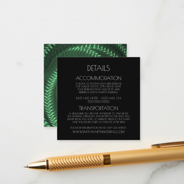 Create Your Own Custom Green Metallic Spiral Enclosure Card (Front/Back In Situ)