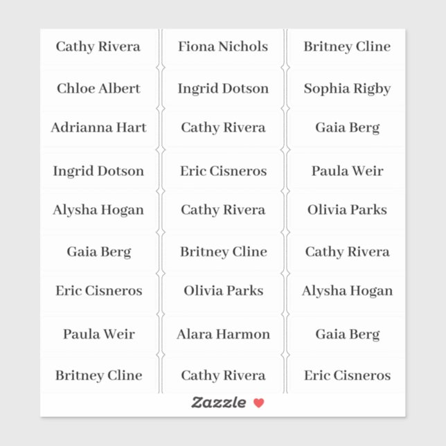 Create Your Own Custom Guest Name Sticker Pack (Sheet)