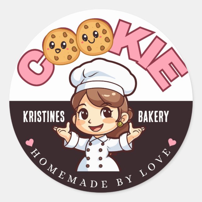 Create your own Custom Homemade with love Bakery Classic Round Sticker (Front)
