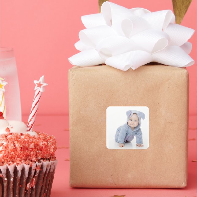 Create Your Own Custom Kids Children Photo Modern Square Sticker (Party)
