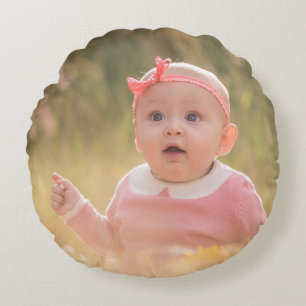 Create Your Own Custom Kids Children Two Photo Round Pillow