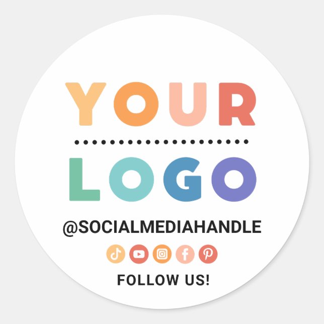 Create Your Own Custom Logo Business Social Media  Classic Round Sticker (Front)