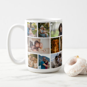 Create your own custom made 18 photo personalized coffee mug