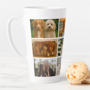 Create your own custom made 9 photo personalized latte mug