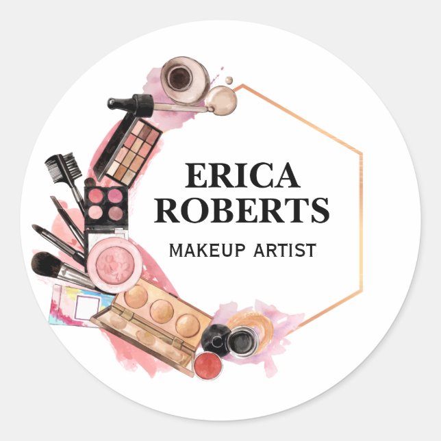 Create your own Custom Makeup Artist Customizable Classic Round Sticker (Front)