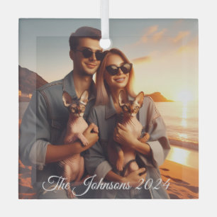 Create Your Own Custom Memorable Family Photo  Glass Ornament