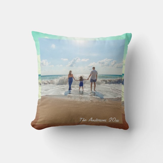 Create Your Own Custom Memorable Family Photo Throw Pillow (Front)