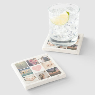 Create Your Own Custom Memorable Wedding Photo Stone Coaster