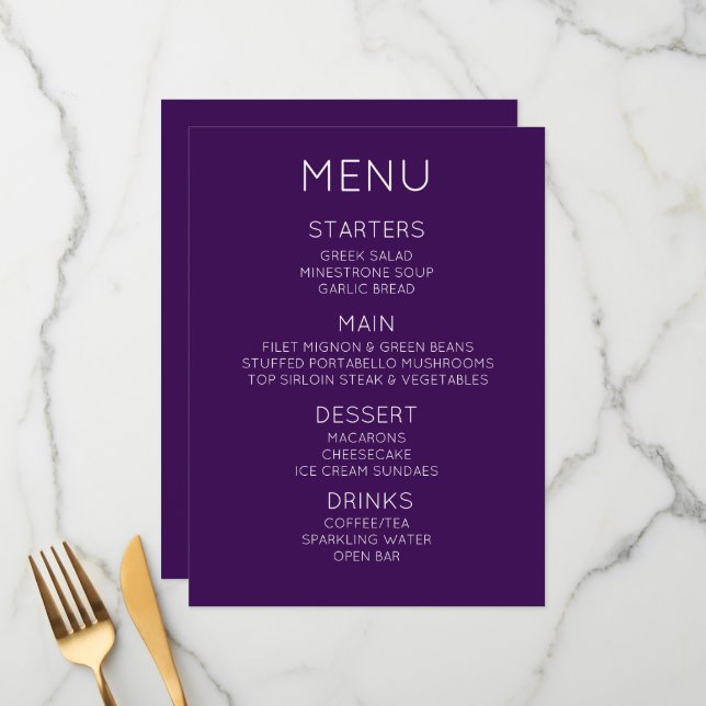 Create Your Own Custom Menu (Front/Back In Situ)