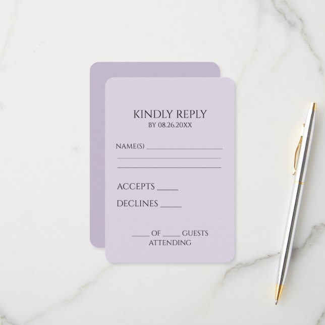 Create Your Own Custom Minimalist RSVP Card (Front/Back In Situ)