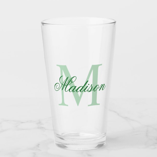 Create Your Own Custom Monogram And Name Green Glass (Front)