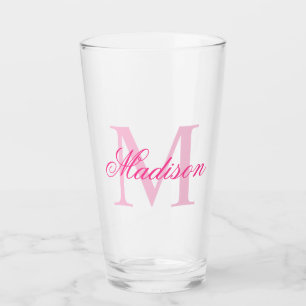 Create Your Own Custom Monogram And Name Pink Glass