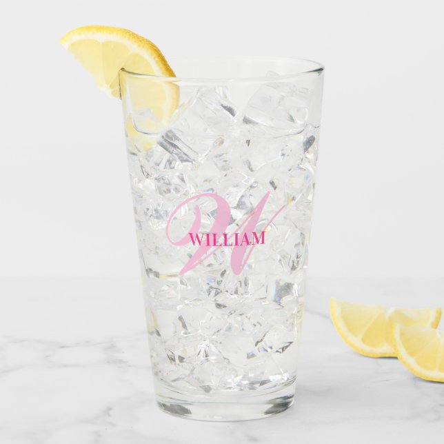 Create Your Own Custom Monogram And Name Pink Glass (Front Ice)