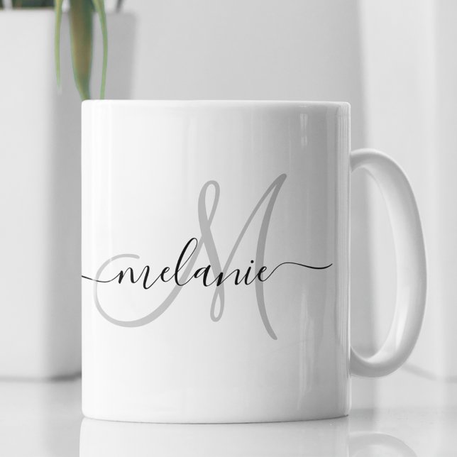 Create Your Own Custom Monogram And Name Script Coffee Mug (Creator Uploaded)