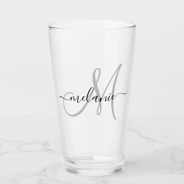 Create Your Own Custom Monogram And Name Script Glass (Front)