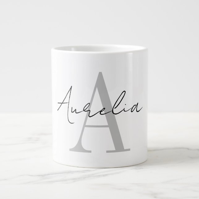 Create Your Own Custom Monogram And Name Script  Large Coffee Mug (Front)
