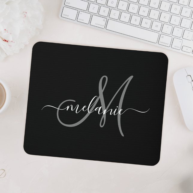 Create Your Own Custom Monogram And Name Script Mouse Pad (Creator Uploaded)