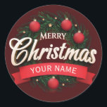 Create your own Custom Name Merry Christmas  Classic Round Sticker<br><div class="desc">Create your own Custom Name Merry Christmas Classic Round Sticker</div>