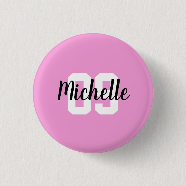 Create Your Own Custom Name Number Pink  1 Inch Round Button (Front)
