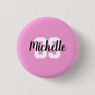 Create Your Own Custom Name Number Pink 1 Inch Round Button