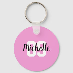 Create Your Own Custom Name Number Pink Soccer Keychain
