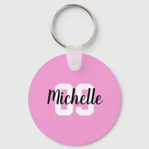 Create Your Own Custom Name Number Pink Soccer  Keychain