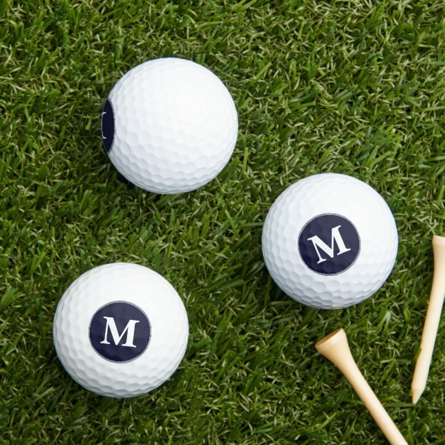 Create Your Own Custom Navy Blue White Monogrammed Golf Balls (Insitu Grass)