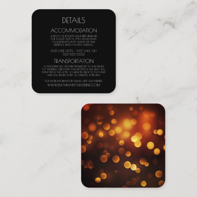 Create Your Own Custom Orange Autumn Bokeh Enclosure Card (Front/Back)